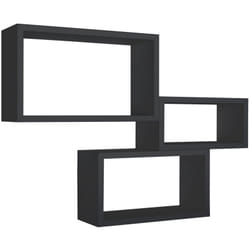 Set 3 mensole rettangolari parete nero scaffale salotto soggiorno camera Trittico