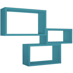Set 3 mensole rettangolari parete blu scaffale salotto soggiorno camera Trittico