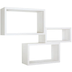 Set 3 mensole rettangolari parete rovere sbiancato scaffale salotto soggiorno camera Trittico