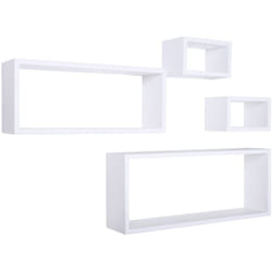 Mensola da parete scaffale cubo set 4 pezzi bianco salotto camera soggiorno moderno Merlino