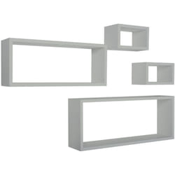 Mensola da parete scaffale cubo set 4 pezzi grigio salotto camera soggiorno moderno Merlino