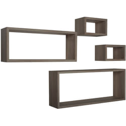 Mensola da parete scaffale cubo set 4 pezzi noce salotto camera soggiorno moderno Merlino
