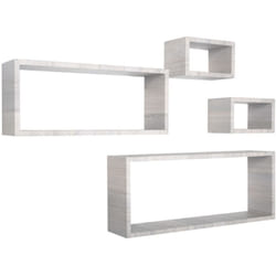 Mensola da parete scaffale cubo set 4 pezzi rovere grigio salotto camera soggiorno moderno Merlino