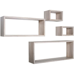 Mensola da parete scaffale cubo set 4 pezzi rovere salotto camera soggiorno moderno Merlino