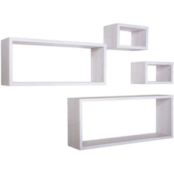 Mensola da parete scaffale cubo set 4 pezzi rovere bianco salotto camera soggiorno moderno Merlino