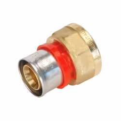 Raccordo a pressare realizzato in ottone. con anello visore in plastica,che permette di verificare il corretto inserimento de ...