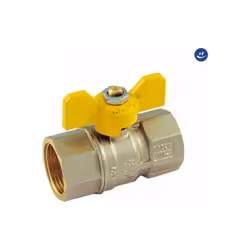 Valvola a sfera per gas. femmina/femmina iso7/en 10226. con leva a farfalla gialla. pressione nominale 30 bar. a passaggio st ...