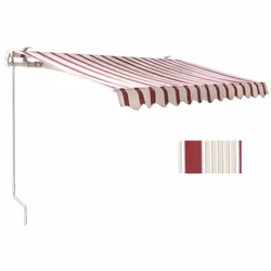 Tenda per esterni avvolgibile a barra quadra con bracci retrattili, tessuto colore righe bordeaux. Larghezza 300 cm x 200 cm  ...