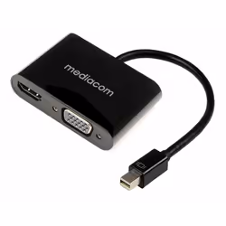Mediacom MD-M200, Mini DisplayPort, HDMI + VGA (D-Sub), Maschio, Femmina, Dritto, Nero