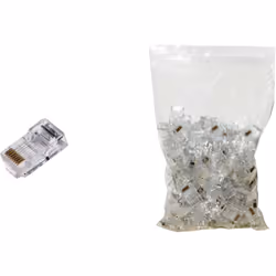 Confezione 100 connettori 8 poli - cat 5e utp non schermato - rj45 - per cavo flessibile