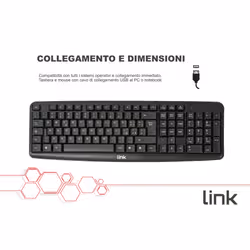 LINK Kit Tastiera Italiana 108 Tasti E Mouse Ottico Con Cavo Usb - Vista aggiuntiva 4