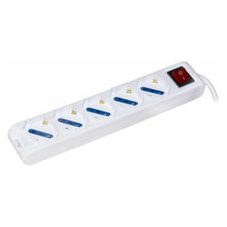 Link - Presa Multipla 5 Schuko con Interruttore Cavo 1,5mt Bianca