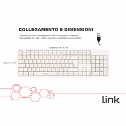 LINK Tastiera Italiana 105 Tasti Colore Bianco Connettore Usb - Vista aggiuntiva 4