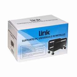 LINK Carrellino Regolabile Da Cm 11.9 A Cm 20.9 Per Pc O Distruggidocumenti Colore Nero In Metallo Con Ruote - Vista aggiuntiva 2