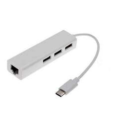 LINK Adattatore Usb-C Maschio Con Presa Rete Rj45 10/100 + Hub 3 Porte Usb 2.0