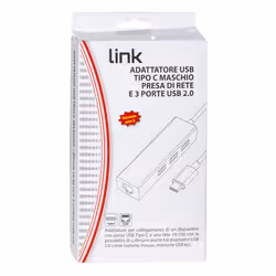 LINK Adattatore Usb-C Maschio Con Presa Rete Rj45 10/100 + Hub 3 Porte Usb 2.0 - Vista aggiuntiva 4