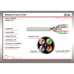 Link - Cavo Solido Utp Per Reti Categoria 6 Lszh Awg23 Materiale Cca Matassa Mt 305 Classe Cpr Eca