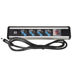 LINK Multipresa Da Tavolo 4 Prese Universali Con 2 Porte Usb E Interruttore Con Coperchio Di Protezione Cavo Mt 1,80 Spina Tripolare Italiana 16A