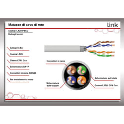 Link - Cavo Solido Schermato s / ftp Per Reti Categoria 6a Lszh Awg23 In Rame Matassa Mt 305 Classe Cpr Cca