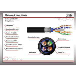 Link - Cavo Solido Utp Per Reti Categoria 6 Lszh+pe Awg24 In Rame Matassa Mt 305 Armato Antiroditore