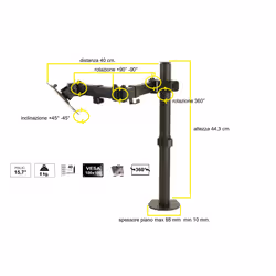LINK Braccio Supporto Da Tavolo Con Morsa A Due Snodi Per Video 13-32" Fino A 8 Kg - Vista aggiuntiva 8