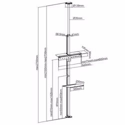 LINK Asta Supporto Per Tv Pavimento-Soffitto Per Monitor 37-70" Con Ripiano - Vista aggiuntiva 4