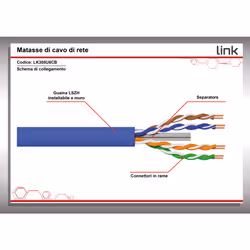 LINK Cavo Solido Utp Per Reti Categoria 6 Lszh Awg24 In Rame Matassa Mt 305 Classe Cpr Cca Colore Blu - Vista aggiuntiva 7