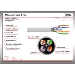 Link - Cavo Solido Schermato Ftp Per Reti Categoria 6 Pvc Awg23 Materiale Cca Matassa Mt 305 Classe Cpr Eca Guaina Bianca