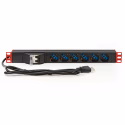 LINK Multipresa Alimentazione Per Rack 19" Con 6 Prese Universali Tripolari/Schuko Magnetotermica Con Staffe Colore Rosso - Vista aggiuntiva 2