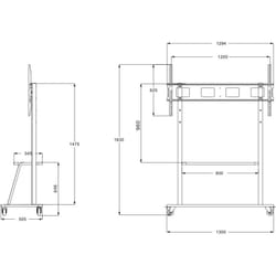 Link - Supporto Per Tv Con Ruote Fino a 130 Kg Max Vesa 1200x600 e Video Fino a 180''