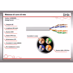 LINK Cavo Solido Utp Per Reti Categoria 5E Lszh In Rame Matassa Mt 305 Classe Cpr Eca Bianco - Vista aggiuntiva 6