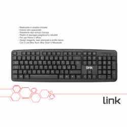 LINK Tastiera Italiana Usb 108 Tasti Colore Nero In Ecoplastica - Vista aggiuntiva 4