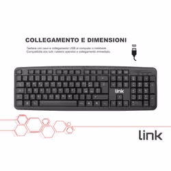 LINK Tastiera Italiana Usb 108 Tasti Colore Nero In Ecoplastica - Vista aggiuntiva 5