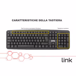 LINK Tastiera Italiana Usb 108 Tasti Colore Nero In Ecoplastica - Vista aggiuntiva 7