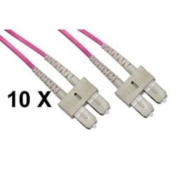 LINK Confezione 10 Cavi Fibra Ottica Sc A Sc Multimode Duplex Om4 Guaina 2 Mm 50/125 Mt.2