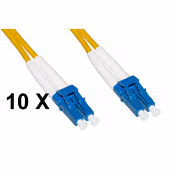 LINK Confezione 10 Cavi Fibra Ottica Lc A Lc Singlemode Duplex Os2 Guaina 2 Mm 9/125 Mt.1