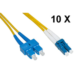 LINK Confezione 10 Cavi Fibra Ottica Lc A Sc Singlemode Duplex Os2 Guaina 2 Mm 9/125 Mt.5