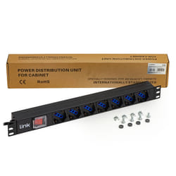 LINK Multipresa Da Rack 19" 7 Prese Universali Con Interruttore Spina Italiana 16A Cavo Mt 3