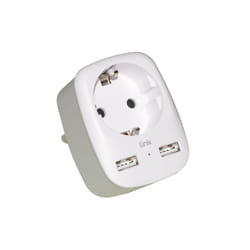 LINK Adattatore Multipresa Da Muro Spina Italiana 10A Con 2 Porte Usb E Una Presa 2 Poli