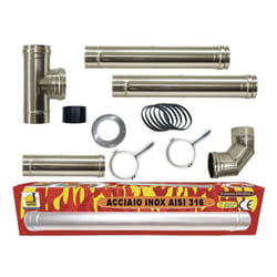 Kit inox tubi canna fumaria stufa pellet dn 80 tubo acciaio 316 no nero 600 ce Made in Italy uni 1856-2