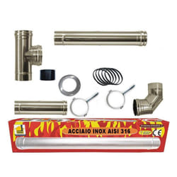Canna Fumaria Kit tubi stufa a pellet ø 80. Canale da fumo in acciaio inox aisi 316L ce Made in Italy uni 1856