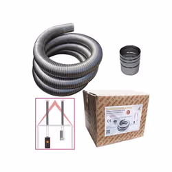 Kit tubo in acciaio inox 316 composto da: flessibile ,5 mt, diametro 60 mm. Interno liscio a norma CE EN 1856-2 , 1 adattator ...