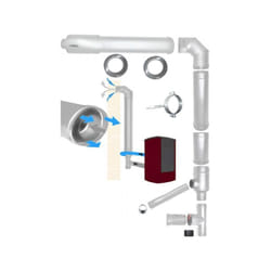 Kit tubi canna fumaria inox dn 80 130 stufa pellet coassiale scarico fumi aspirazione aria made in Italy