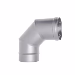 Tubo coassiale INOX curva 90 diametro 80/130 CE in acciaio 316 per stufa pellet. Made in Italy. Canna fumaria coassiale a nor ...