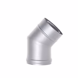 Tubo coassiale INOX curva 45 diametro 80/130 CE in acciaio 316 per stufa pellet. Made in Italy. Canna fumaria coassiale a nor ...