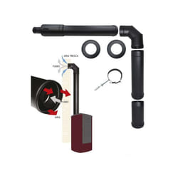 Kit tubi canna fumaria stufa pellet con uscita coassiale superiore dn 80 130 scarico fumi aspirazione aria made in Italy