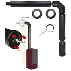 Kit tubi canna fumaria stufa pellet con uscita coassiale superiore dn 80 125 scarico fumi aspirazione aria made in Italy