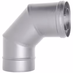 Tubo coassiale INOX curva 90 diametro 80/125 CE in acciaio 316 per stufa pellet. Made in Italy. Canna fumaria coassiale a nor ...