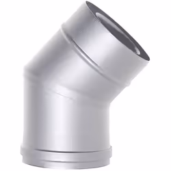 Tubo coassiale INOX curva 45 diametro 80/125 CE in acciaio 316 per stufa pellet. Made in Italy. Canna fumaria coassiale a nor ...