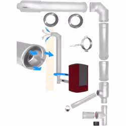 kit aspirazione e scarico coassiale per stufa a pellet Kit facciata MBM 80/125 in acciaio inox 316 per configurazioneorizzont ...